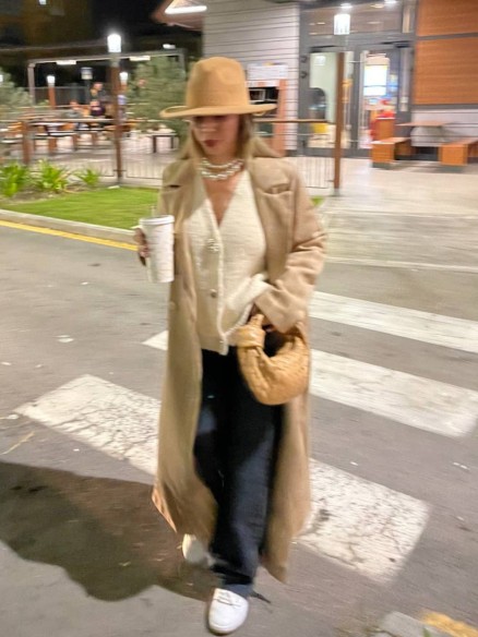 Cappotto gessato beige