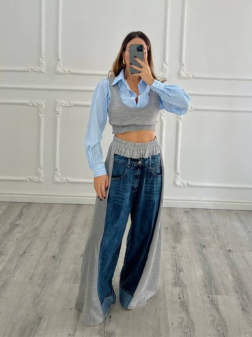 Jeans bicolor extra zampa GRIGIO
