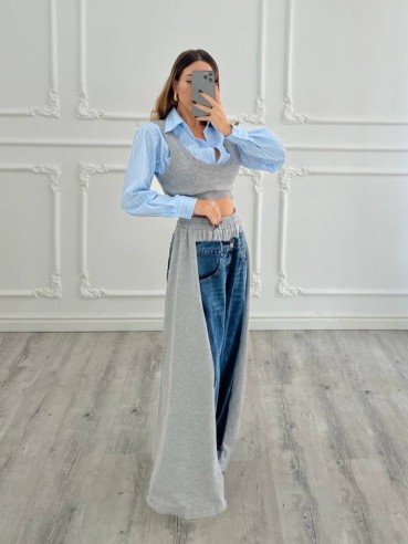 Jeans bicolor extra zampa GRIGIO