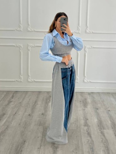 Jeans bicolor extra zampa GRIGIO