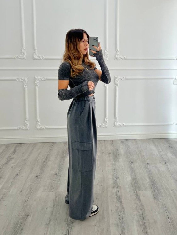 Pantalone cargo grigio 2