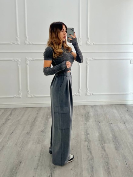 Pantalone cargo grigio