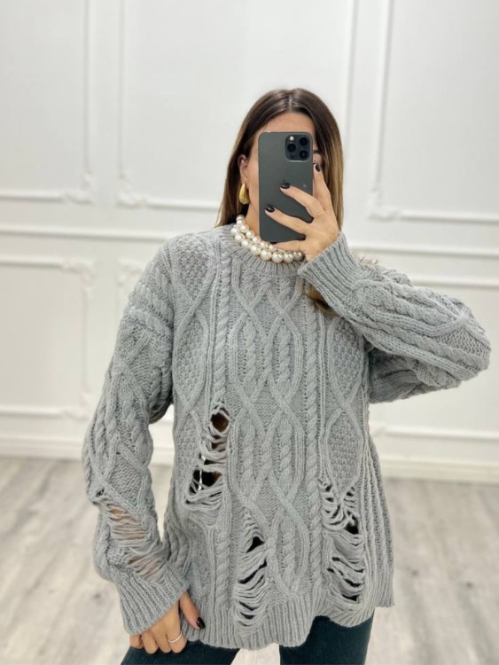 Pull strappo grigio