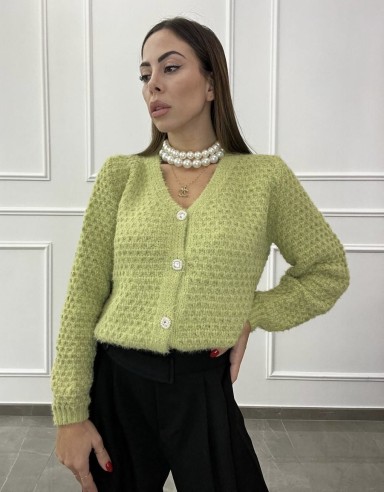 Cardigan perla verde