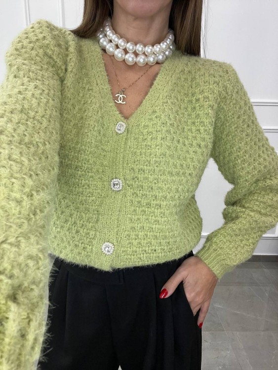 Cardigan perla verde 2