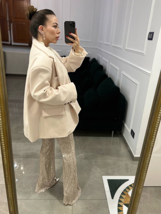 Pantalone paillettes panna 2