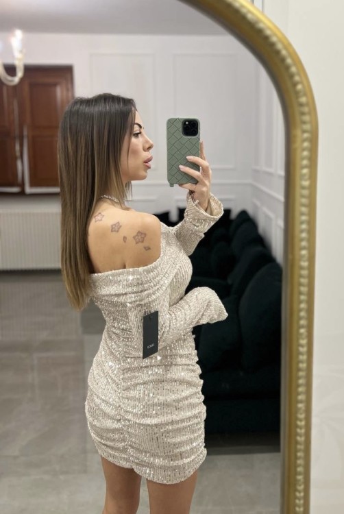 Abito paillettes panna 2