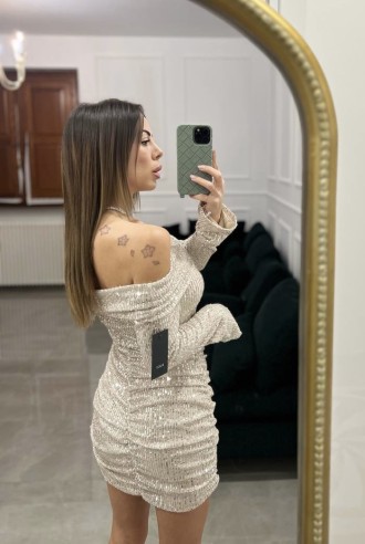 Abito paillettes panna