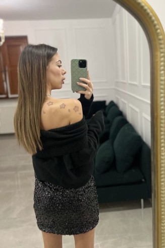 Gonna midi pailettes nera