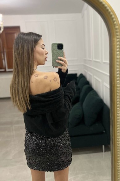 Gonna midi pailettes nera