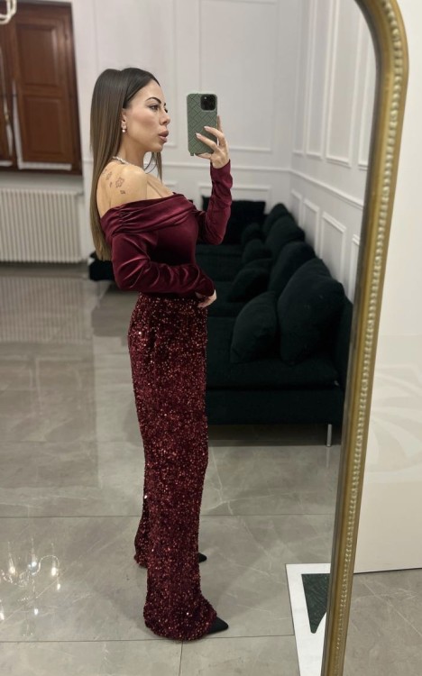 Pantalone paillettes rosso 2