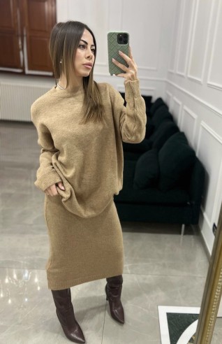 Coord set wool camel