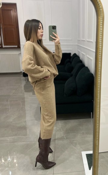 Coord set wool camel