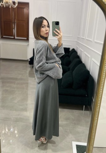 Gonna satin grigia