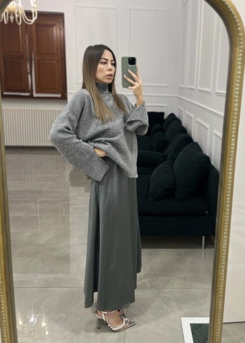 Gonna satin grigia