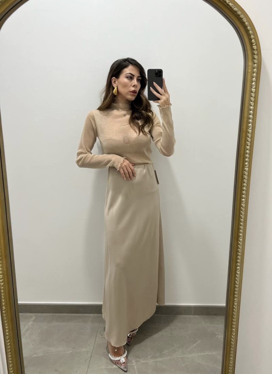 Gonna satinata beige 2