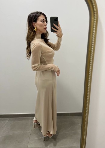 Gonna satinata beige