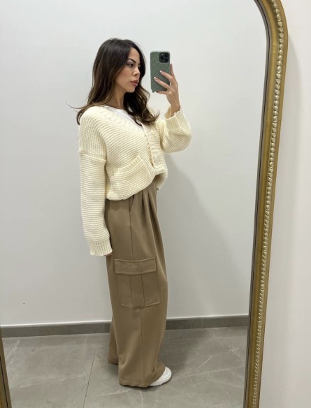 Pantalone cargo camel