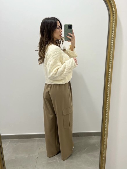 Pantalone cargo camel