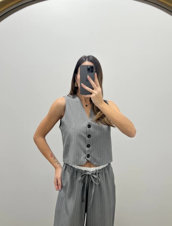 tailleur gilet gessato grigio 2