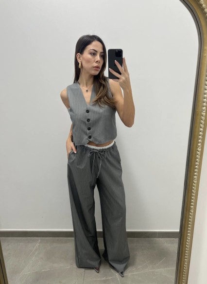 tailleur gilet gessato grigio