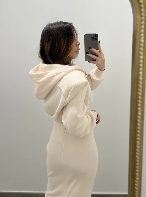 Felpa cappuccio crop rosa 2