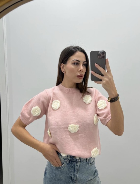 Maglia flowers rosa 2