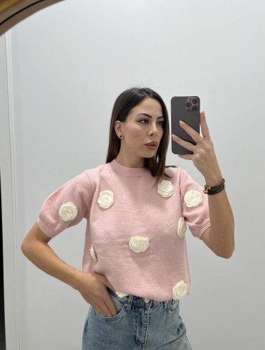 Maglia flowers rosa