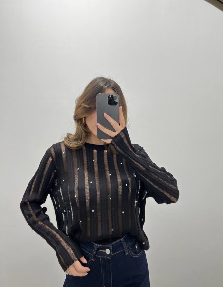 Maglia strass Nera