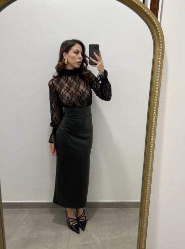 Gonna longuette ecopelle