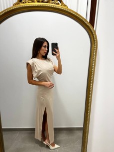 Abito spallina beige 2
