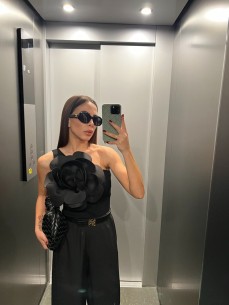 Top Monospalla maxi flower nero 2