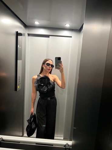 Top Monospalla maxi flower nero