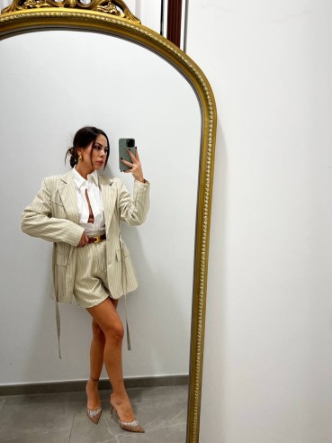 Tailleur Gessato beige
