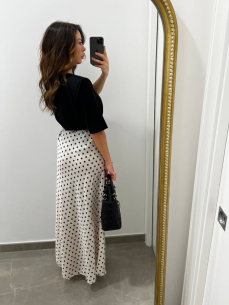 Gonna satinata Pois 2