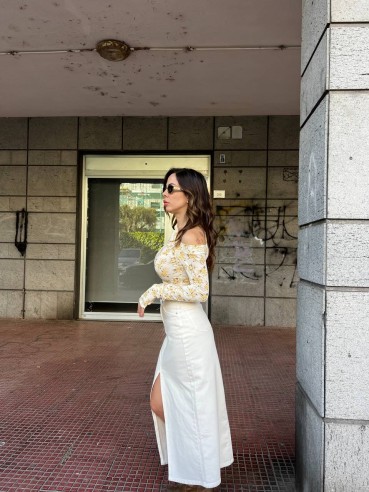 Gonna Longuette Jeans panna