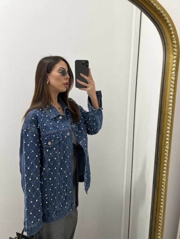 Giubbino over jeans strass