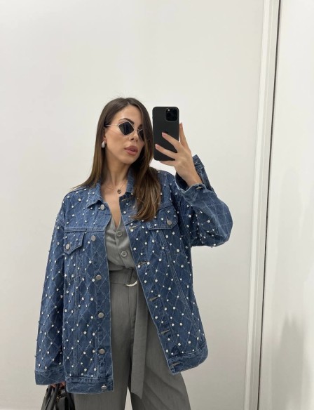 Giubbino over jeans strass