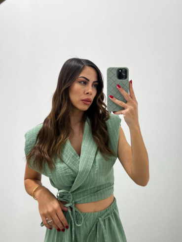 Coordinato Gessato Verde