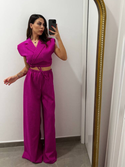 Coordinato Gessato Fucsia Coordinato Gessato Fucsia