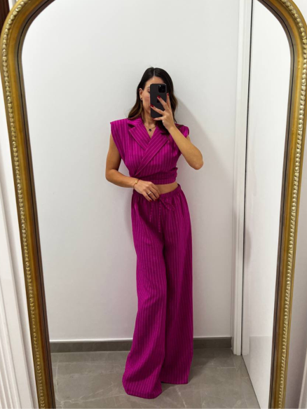 Coordinato Gessato Fucsia Coordinato Gessato Fucsia