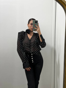 Blusa Pois Fiore Nera 2