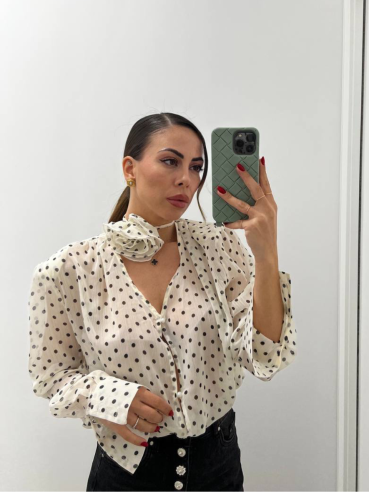 Blusa Pois Fiore Bianca