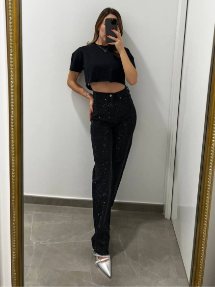 Jeans Strass Black Jeans Strass Black