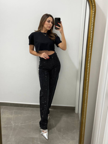 Jeans Strass Black