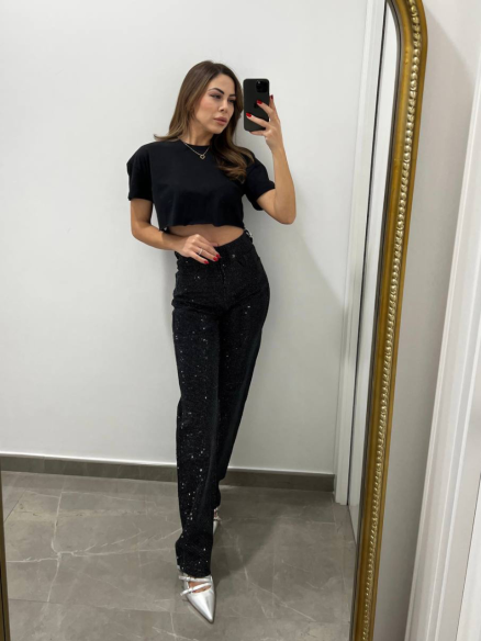 Jeans Strass Black Jeans Strass Black