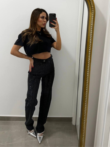 Jeans Strass Black