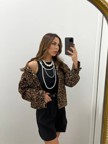 Giubbino Denim Maculato