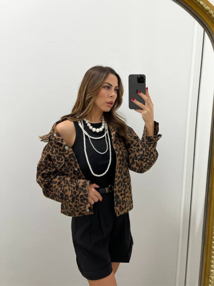 Giubbino Denim Maculato