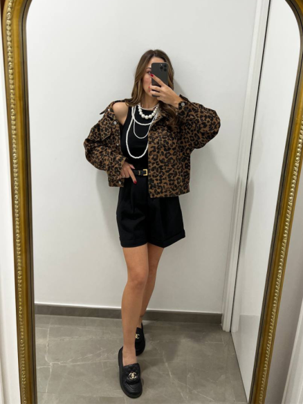 Giubbino Denim Maculato